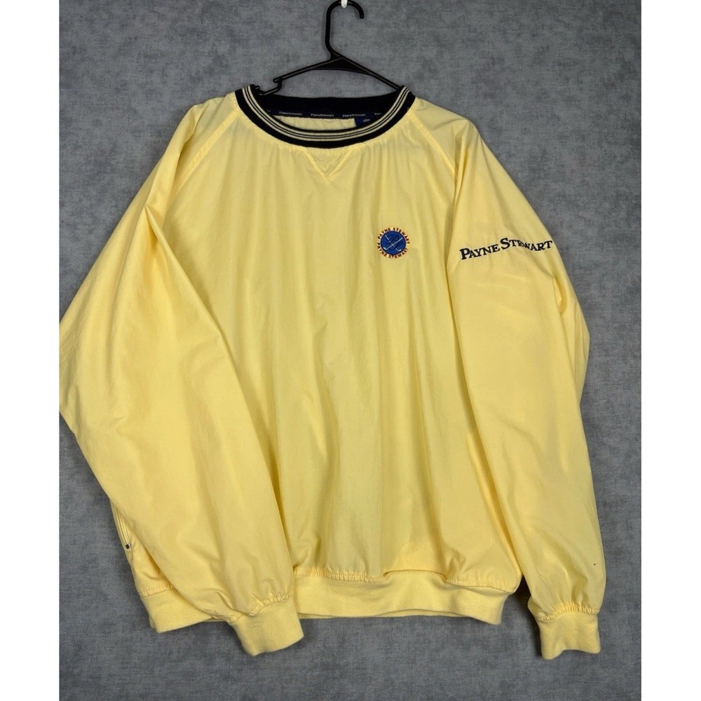 Vintage Payne Stewart Golf Windbreaker Pullover Jacket Yellow Nylon Large 90s